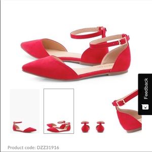 Two part pointed red flats